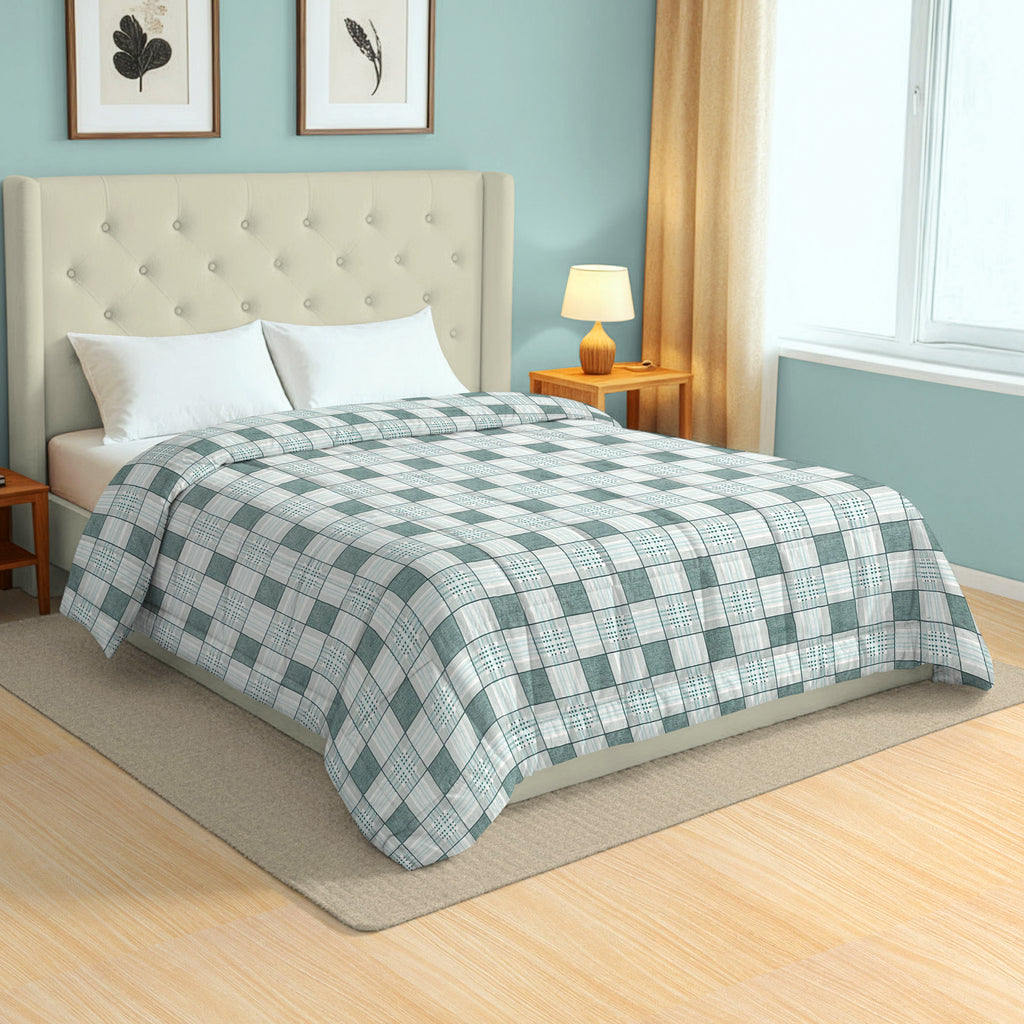 Modern Cotton Geometric Blue Double AC Quilt