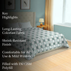 Modern Cotton Geometric Blue Double AC Quilt