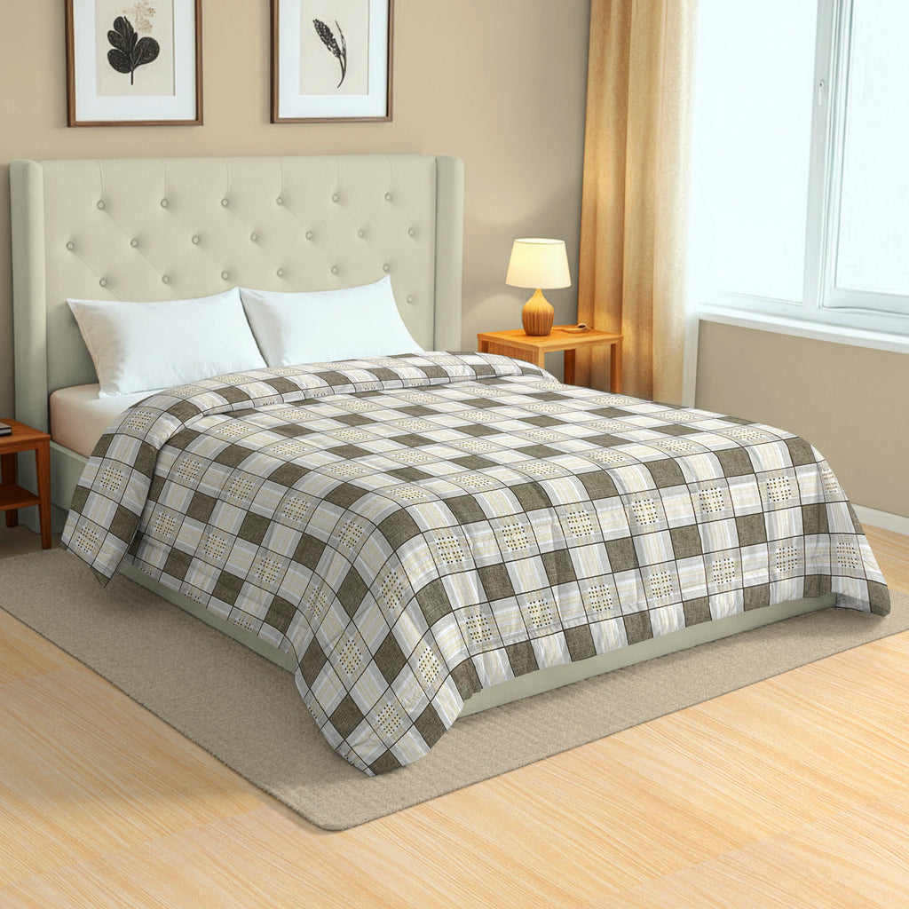 Modern Cotton Geometric Yellow Double AC Quilt