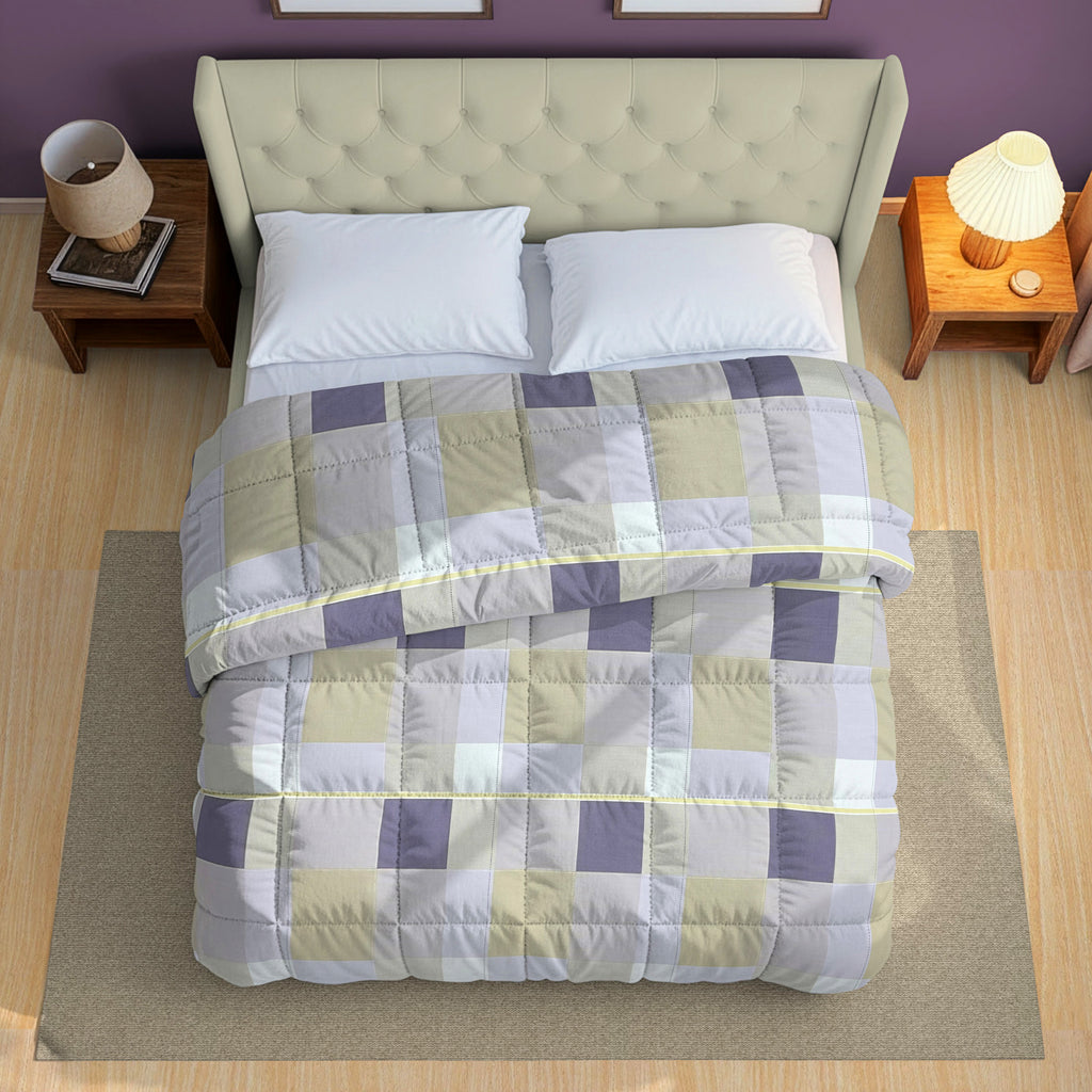 Modern Cotton Geometric Purple Double AC Quilt