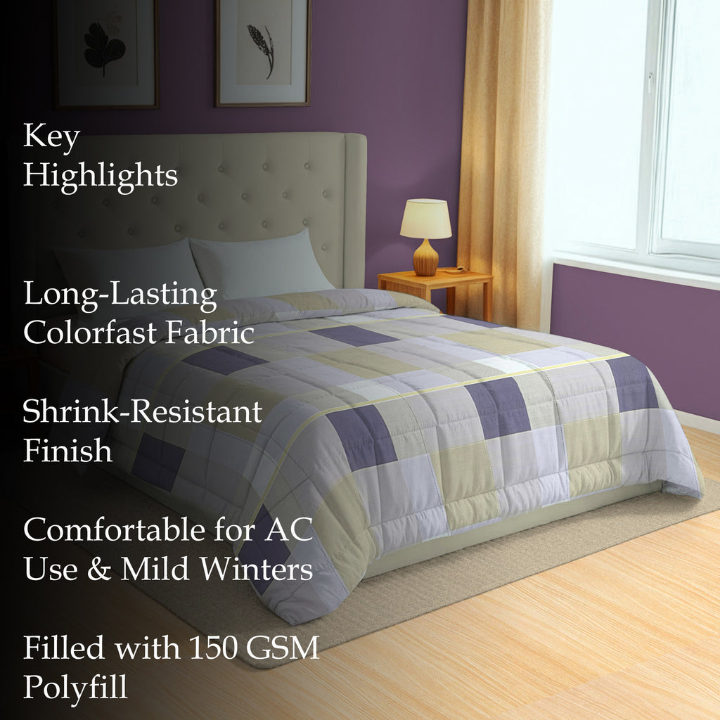 Modern Cotton Geometric Purple Double AC Quilt
