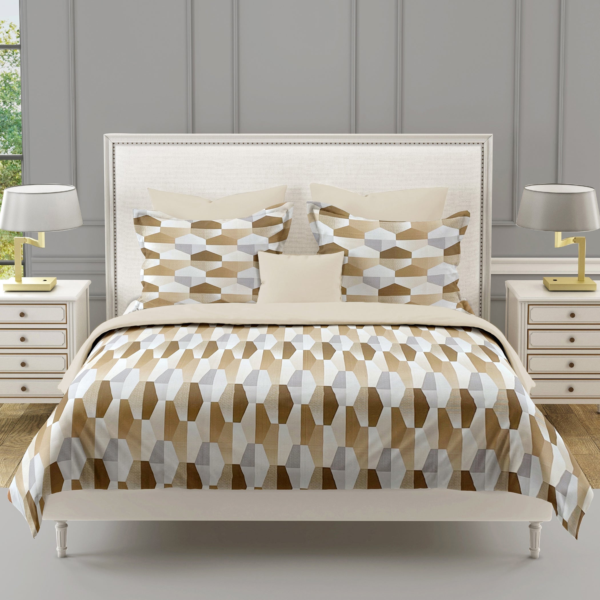 Modern Cotton Geometric Beige Single AC Quilt