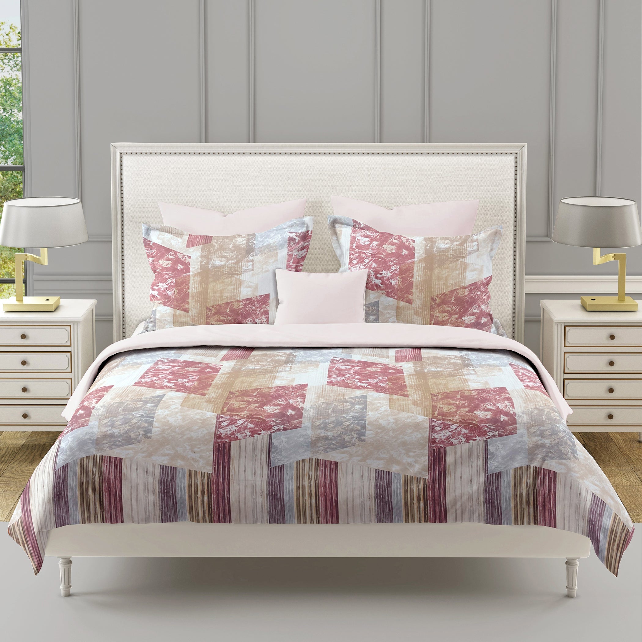 Artistic Cotton Abstract Pink Single Winter Quilt