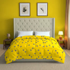 Yellow & Grey Geometric Microfiber Lightweight 150 GSM AC Room Comforter