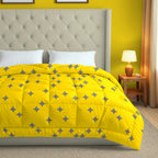 Yellow & Grey Geometric Microfiber Lightweight 150 GSM AC Room Comforter
