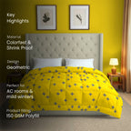 Yellow & Grey Geometric Microfiber Lightweight 150 GSM AC Room Comforter