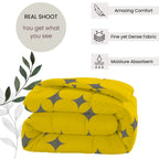 Yellow & Grey Geometric Microfiber Lightweight 150 GSM AC Room Comforter