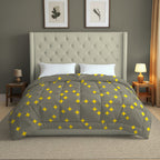 Grey & Yellow Geometric Microfiber Lightweight AC Room 150 GSM Comforter