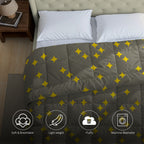 Grey & Yellow Geometric Microfiber Lightweight AC Room 150 GSM Comforter