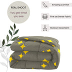 Grey & Yellow Geometric Microfiber Lightweight AC Room 150 GSM Comforter