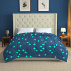 Navy Blue & Teal Geometric Microfiber Lightweight AC Room 150 GSM Comforter
