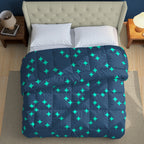 Navy Blue & Teal Geometric Microfiber Lightweight AC Room 150 GSM Comforter