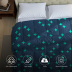 Navy Blue & Teal Geometric Microfiber Lightweight AC Room 150 GSM Comforter