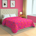 Pink & Yellow Geometric Microfiber Lightweight 150 GSM Comforter