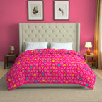 Pink & Yellow Geometric Microfiber Lightweight 150 GSM Comforter