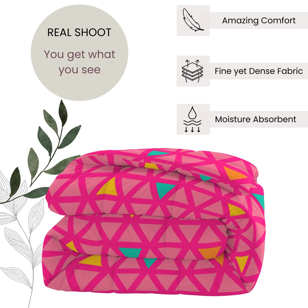Pink & Yellow Geometric Microfiber Lightweight 150 GSM Comforter