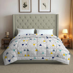 White & Yellow Geometric Microfiber Lightweight 150 GSM Comforter