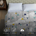White & Yellow Geometric Microfiber Lightweight 150 GSM Comforter