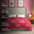 Red & White Geometric Microfiber Lightweight AC Room 150 GSM Comforter
