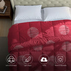 Red & White Geometric Microfiber Lightweight AC Room 150 GSM Comforter