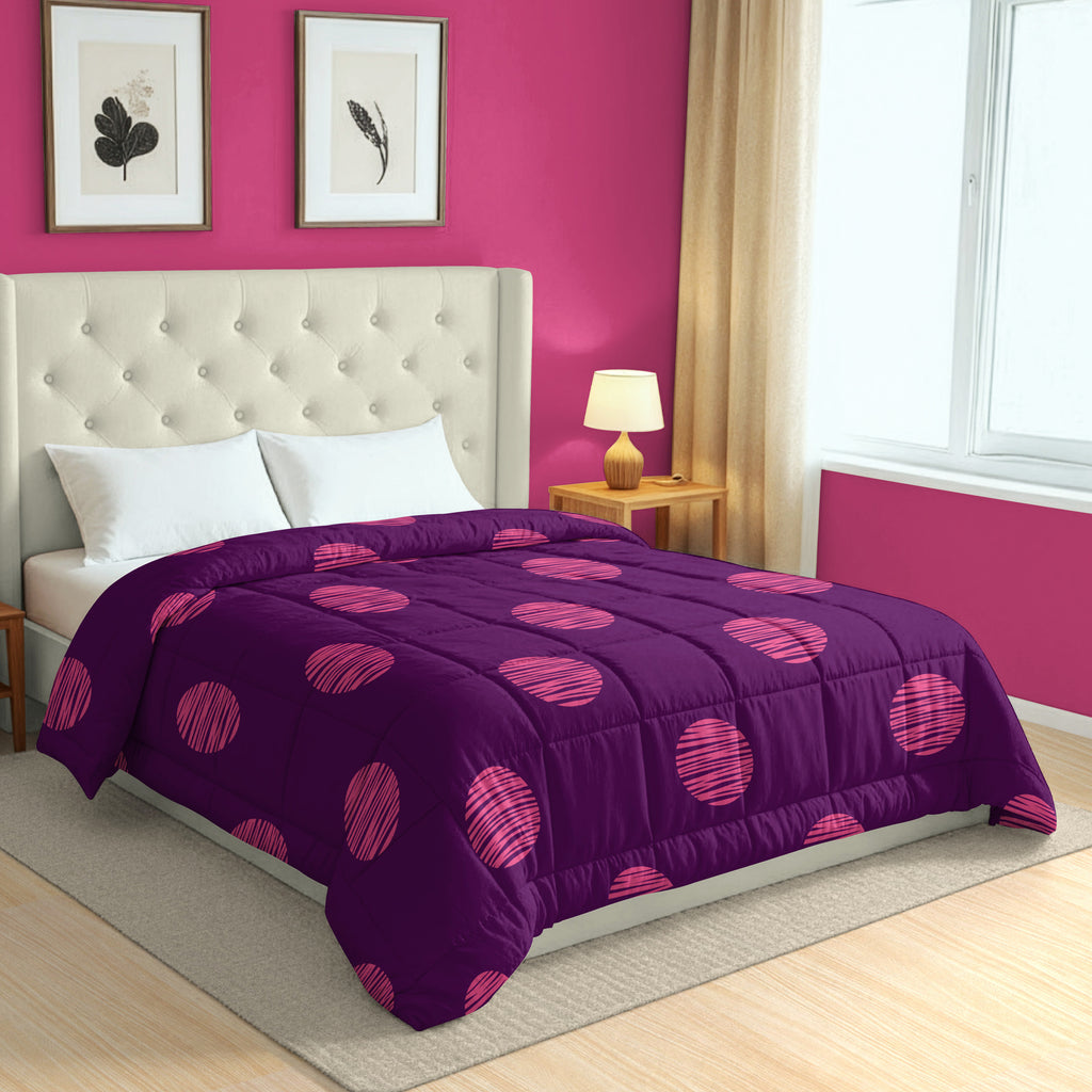 Purple & Pink Floral Microfiber Lightweight 150 GSM AC Room Comforter