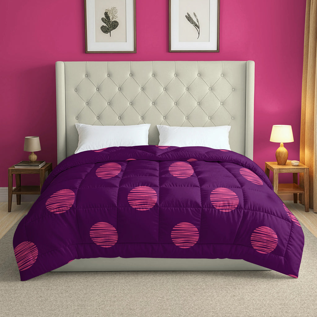 Purple & Pink Floral Microfiber Lightweight 150 GSM AC Room Comforter