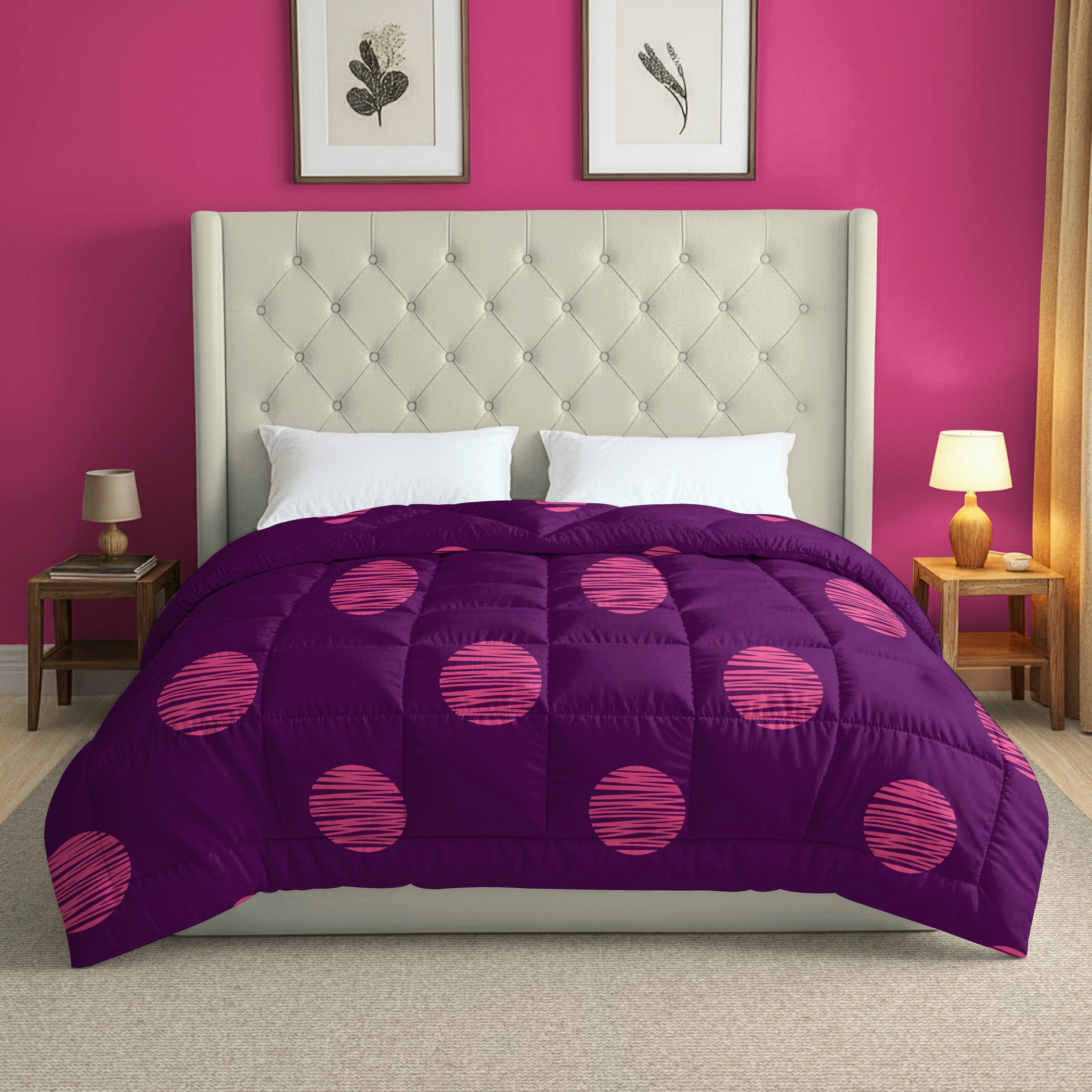 Purple & Pink Floral Microfiber Lightweight 150 GSM AC Room Comforter