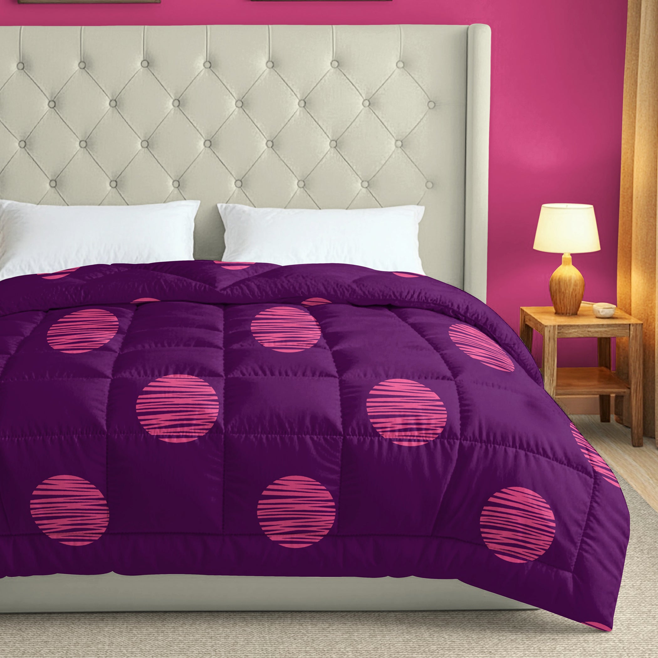 Purple & Pink Floral Microfiber Lightweight 150 GSM AC Room Comforter