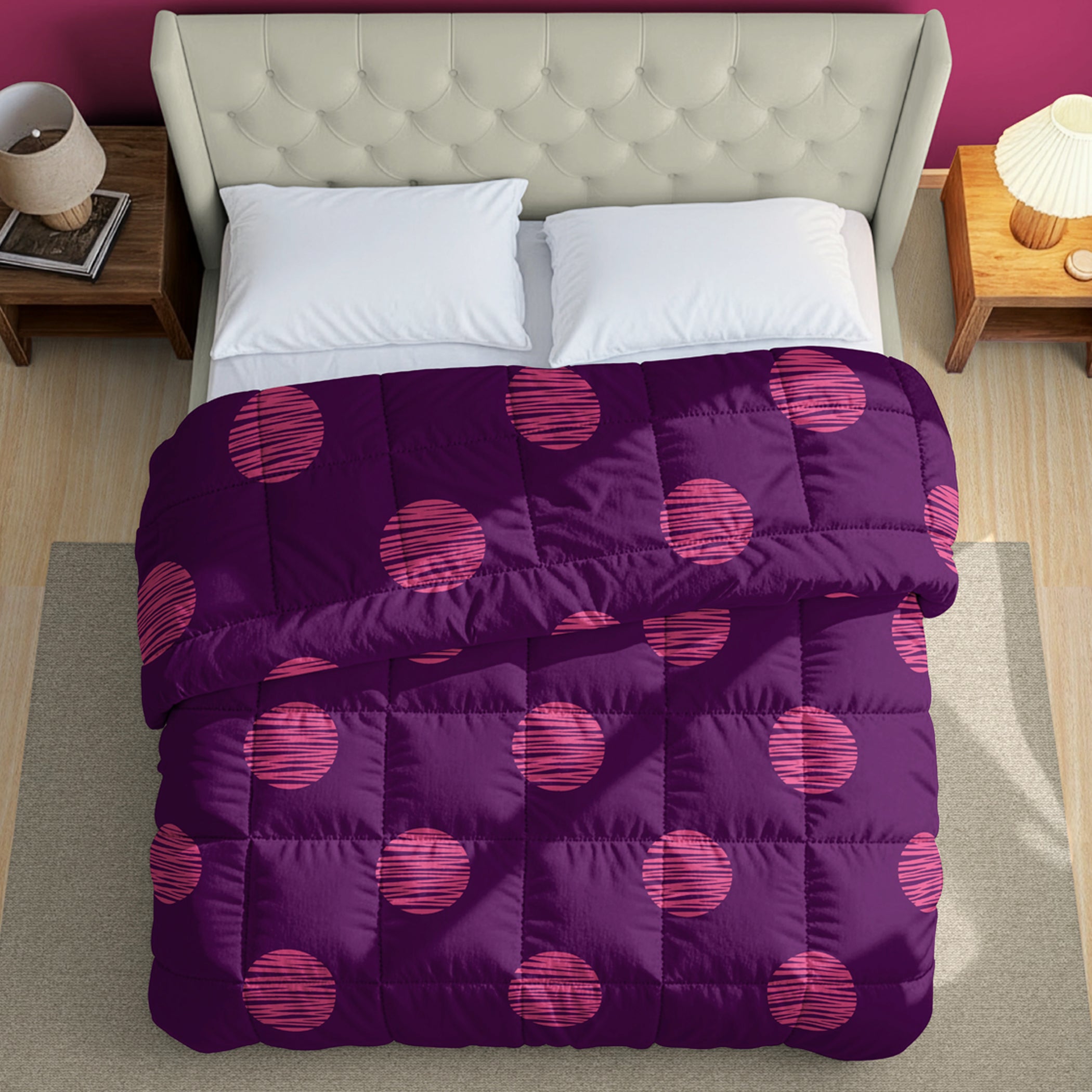 Purple & Pink Floral Microfiber Lightweight 150 GSM AC Room Comforter