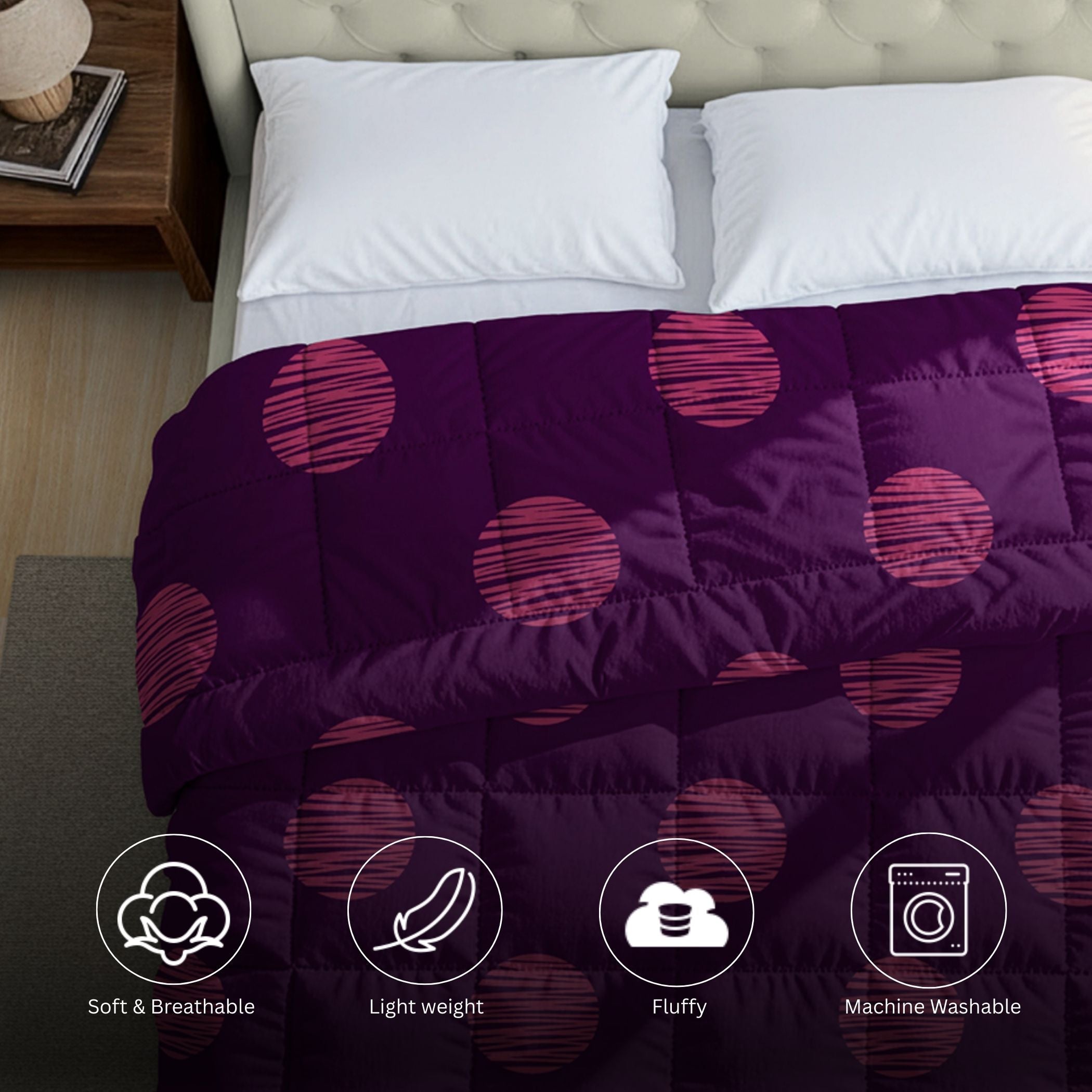 Purple & Pink Floral Microfiber Lightweight 150 GSM AC Room Comforter