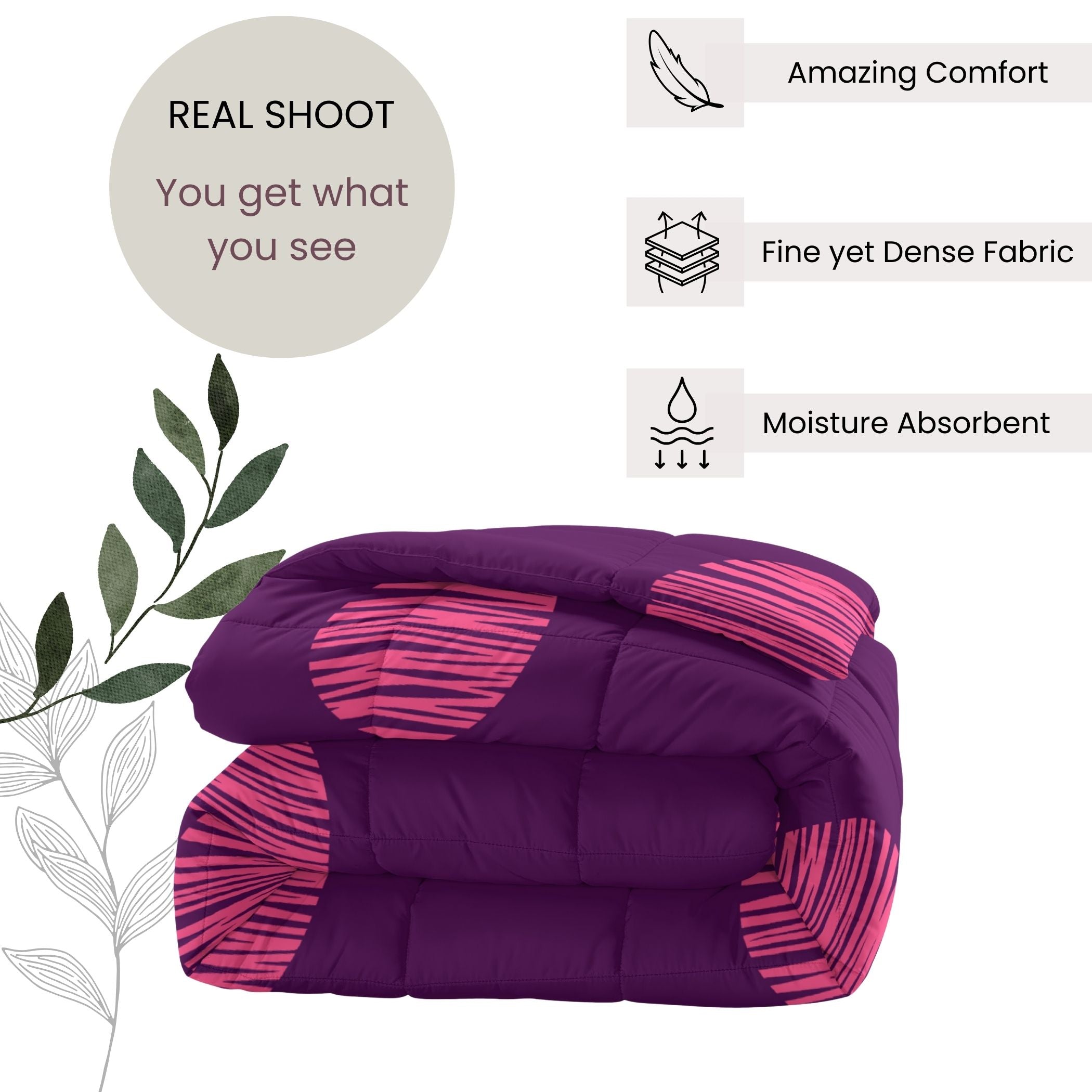 Purple & Pink Floral Microfiber Lightweight 150 GSM AC Room Comforter