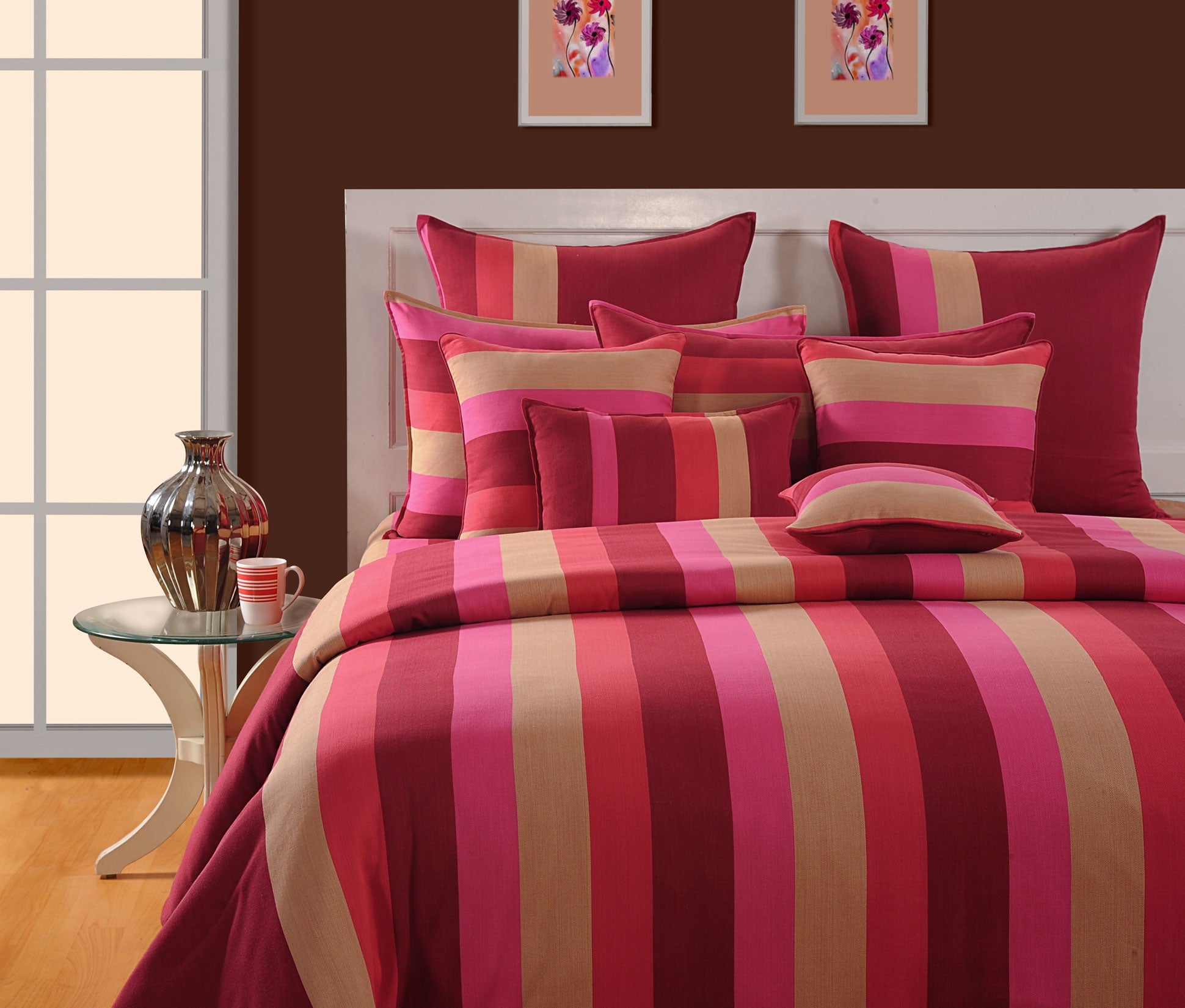 Classic Cotton Striped Pink/purple Single Winter Quilt
