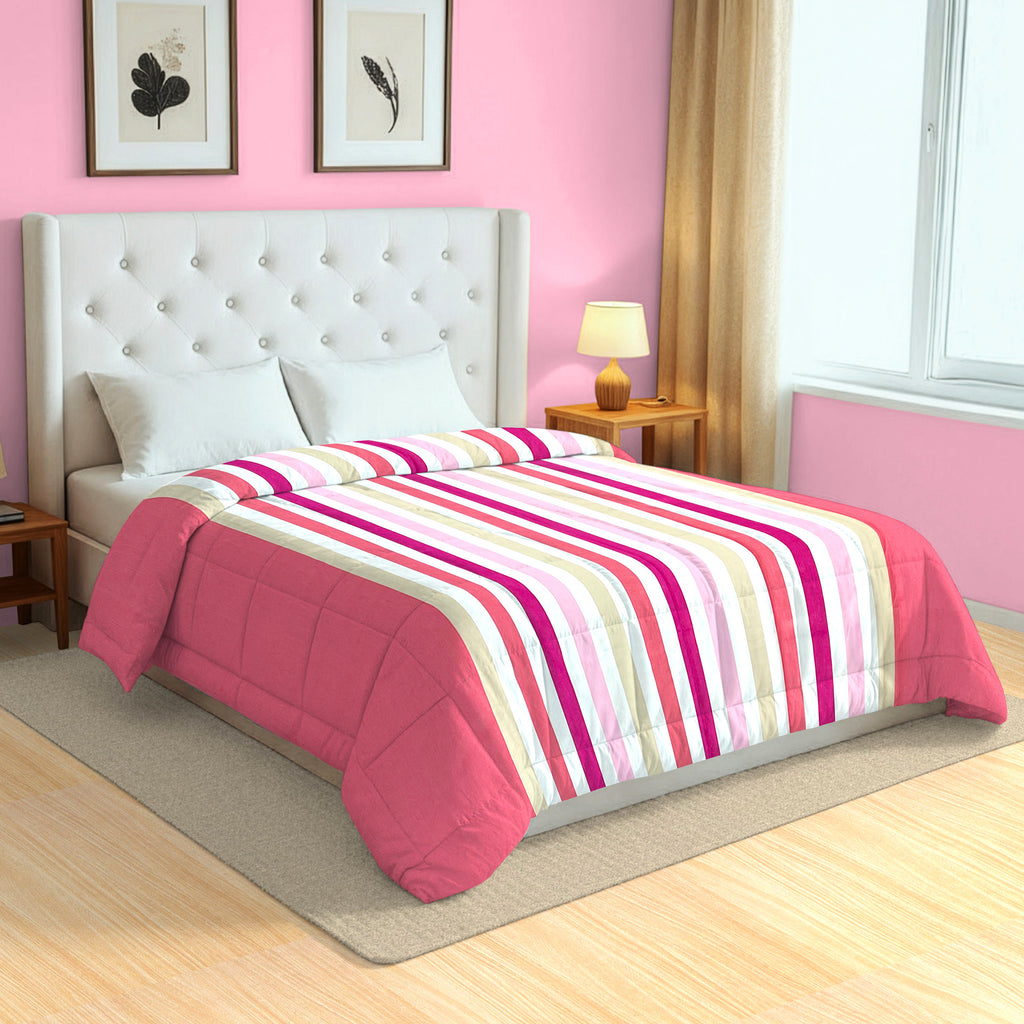 Classic Cotton Striped Pink/purple Double AC Quilt