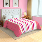 Classic Cotton Striped Pink/purple Double AC Quilt