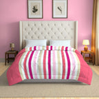 Classic Cotton Striped Pink/purple Double AC Quilt