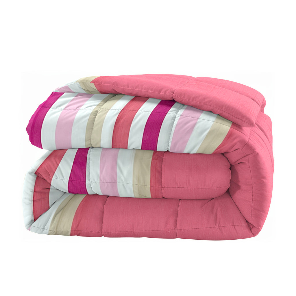Classic Cotton Striped Pink/purple Double AC Quilt