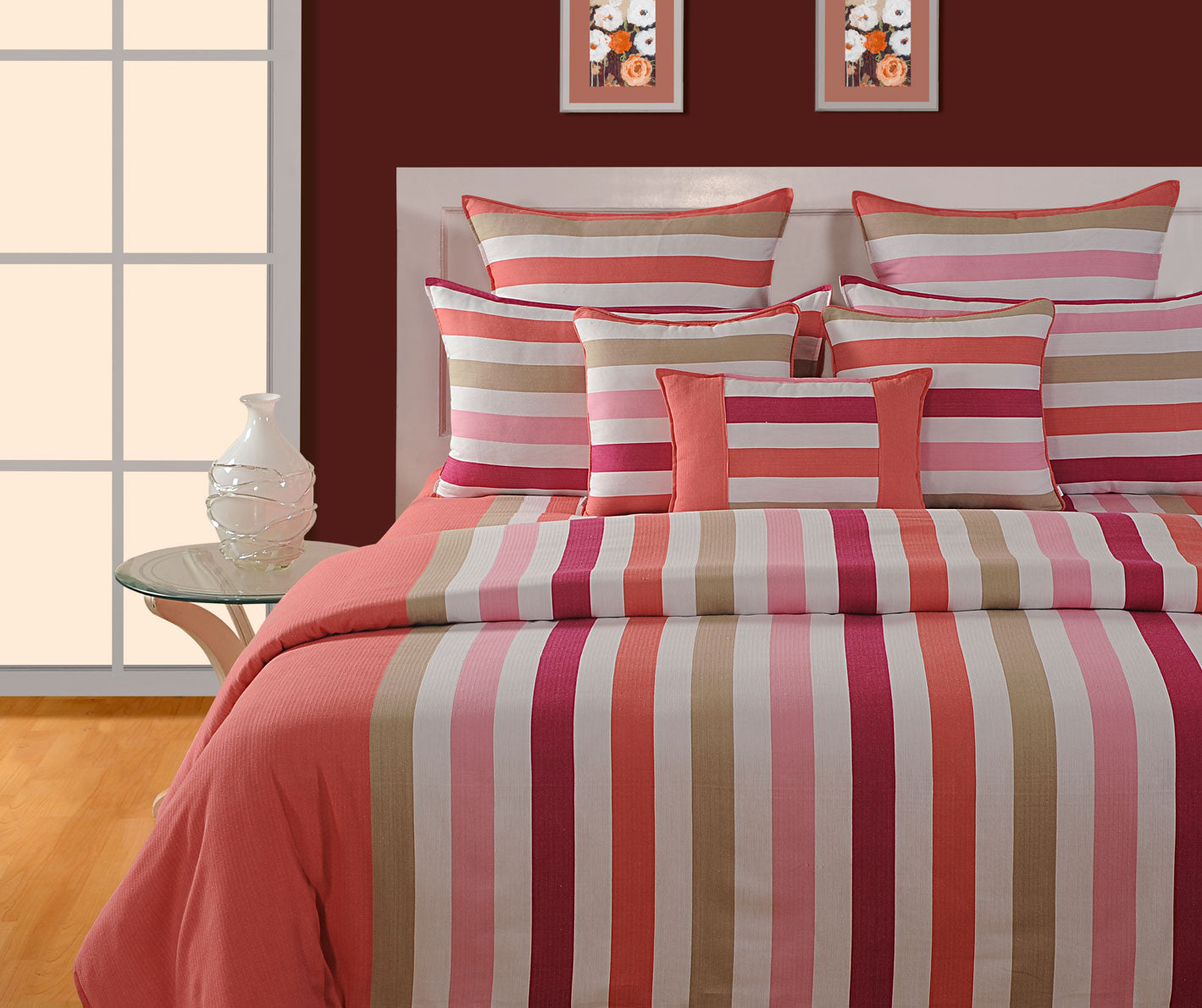Classic Cotton Striped Pink/purple Double AC Quilt