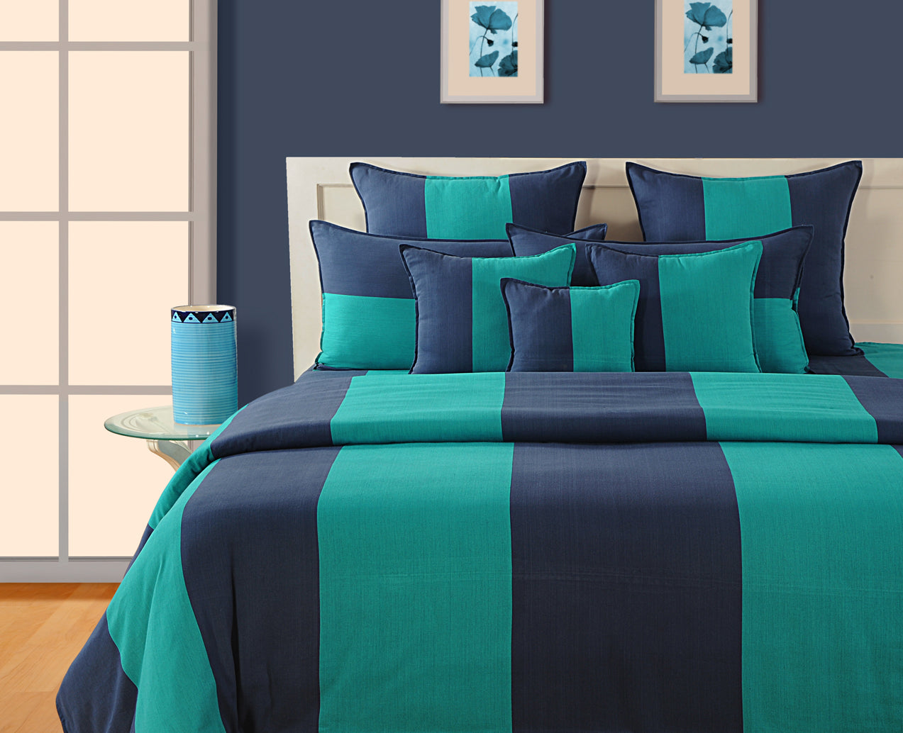 Classic Cotton Striped Blue Double Winter Quilt