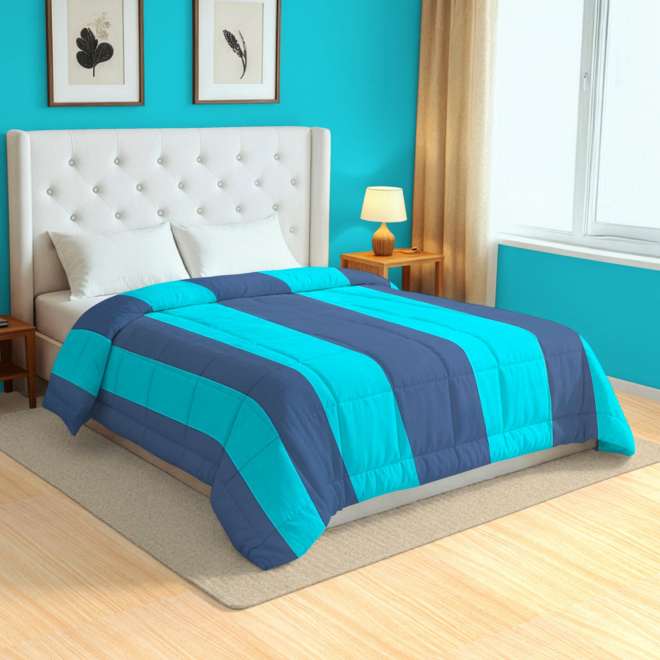 Classic Cotton Striped Blue Double AC Quilt