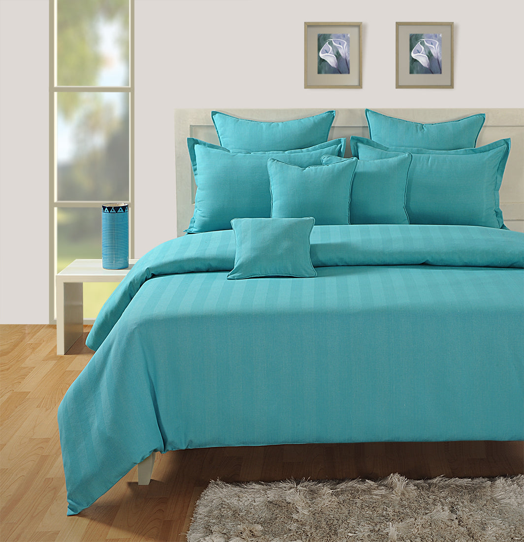 Cozy Cotton Self stripes Blue Double AC Quilt