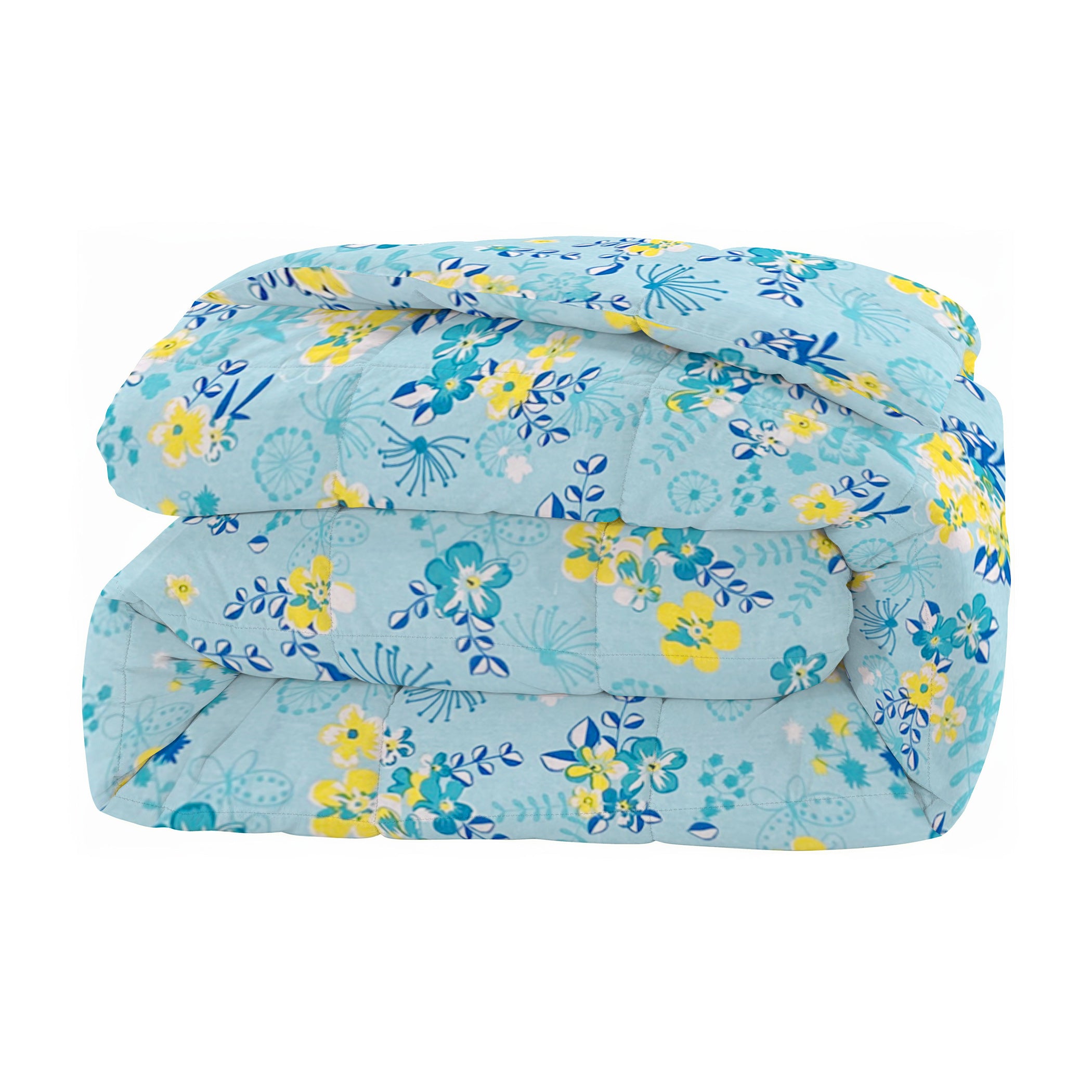 Soft Cotton Floral Blue Double AC Quilt