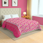 Elegant Cotton Ethnic motif White/neutral Double AC Quilt