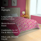 Elegant Cotton Ethnic motif White/neutral Double AC Quilt