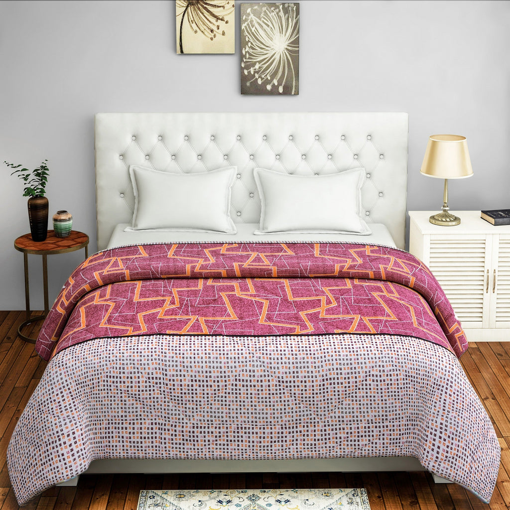 Modern 100% cotton Geometric Red Double AC Quilt