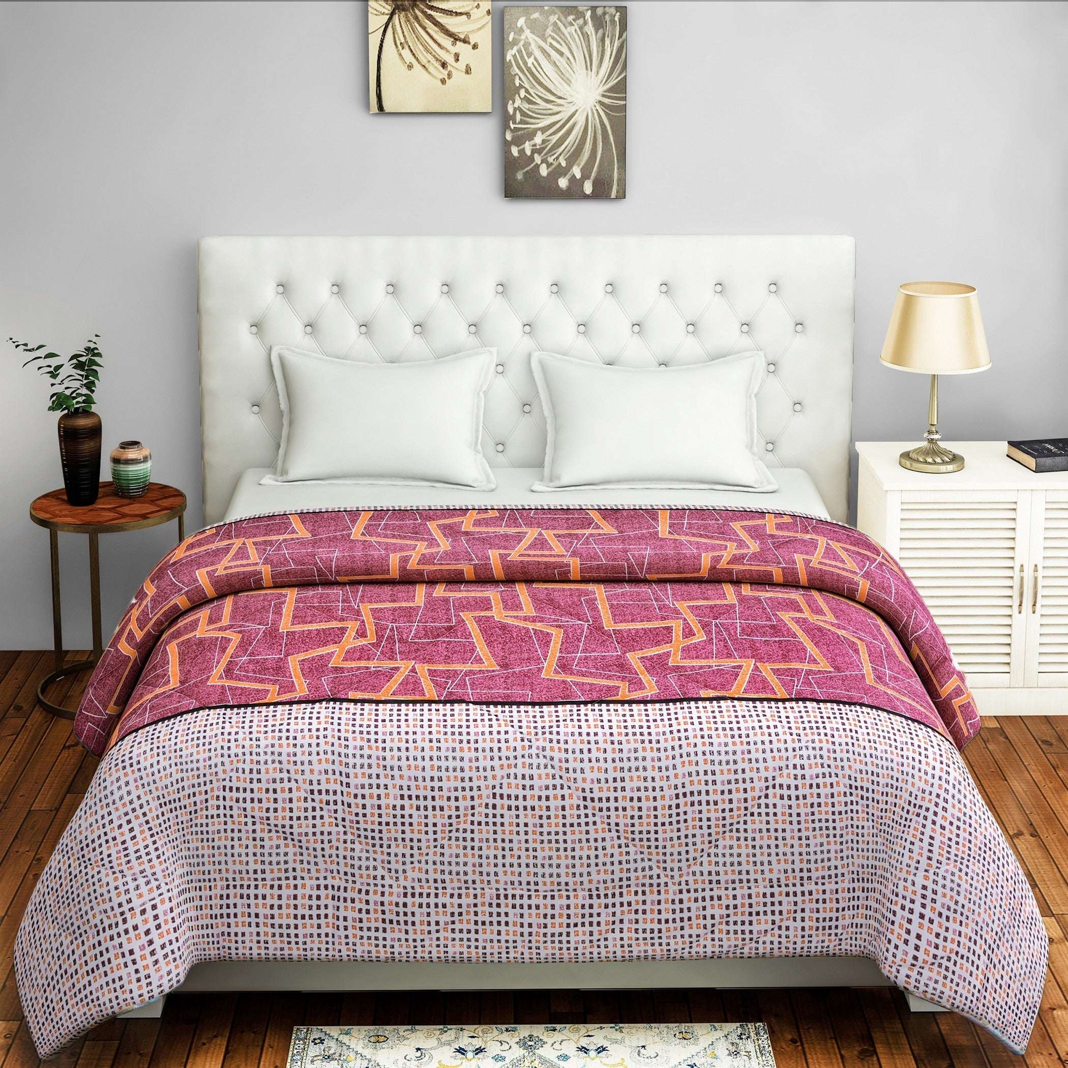 Modern 100% cotton Geometric Red Double AC Quilt