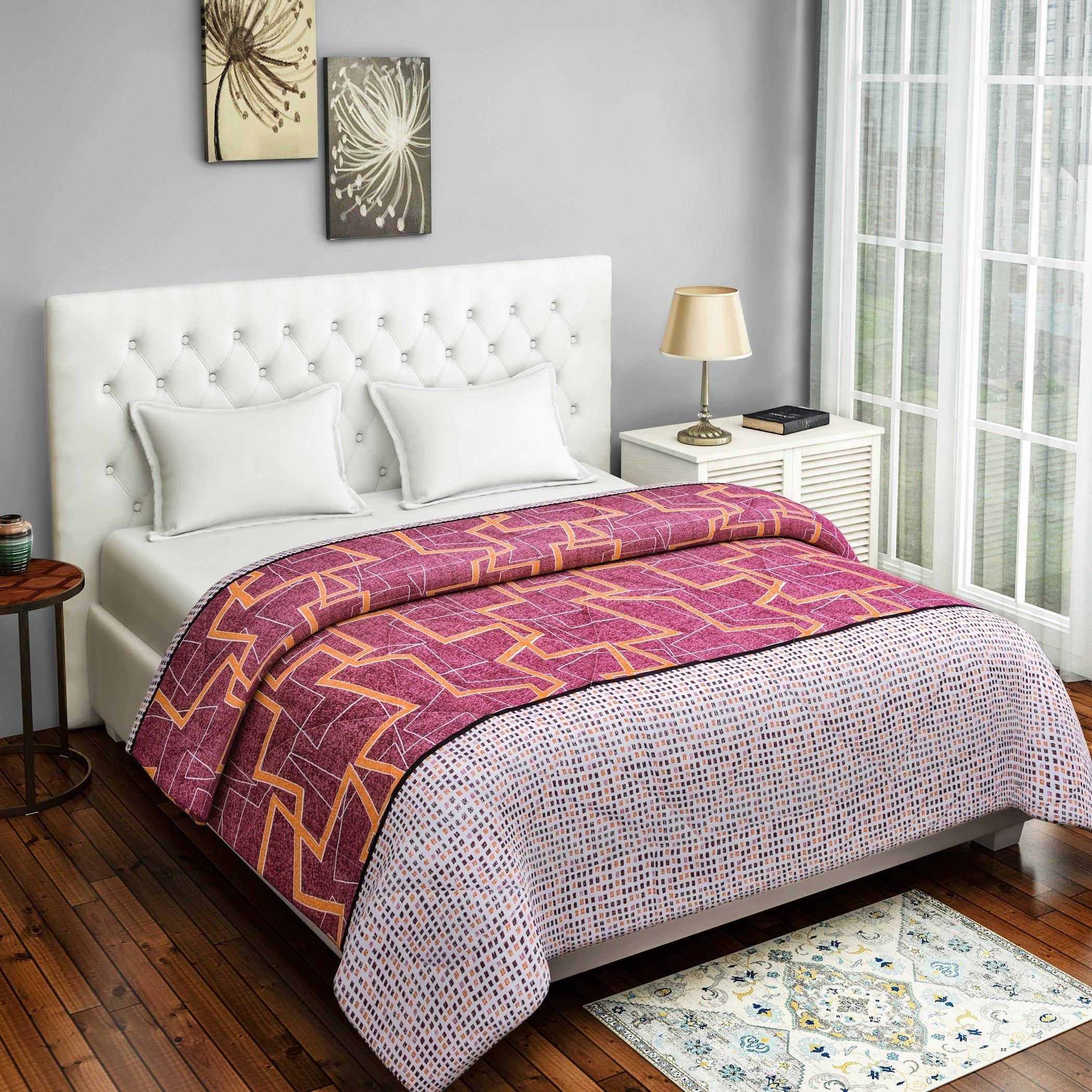 Artistic Cotton Abstract Red Single AC Quilt