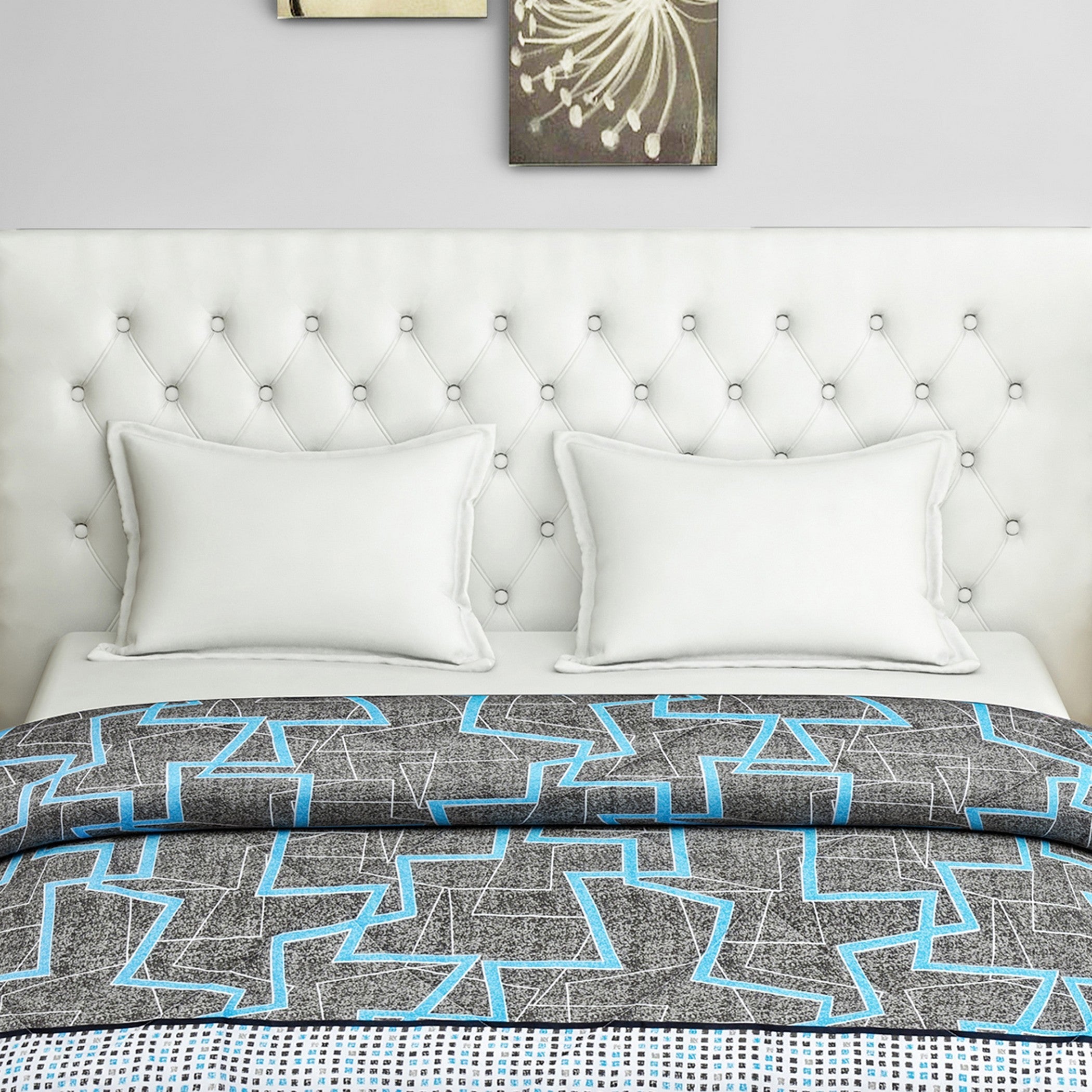 Artistic Cotton Abstract Grey Single AC Quilt