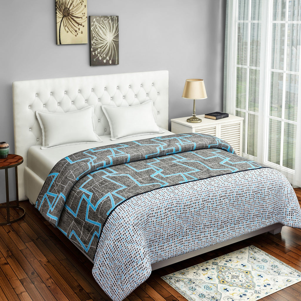 Modern 100% cotton Geometric Grey Double AC Quilt
