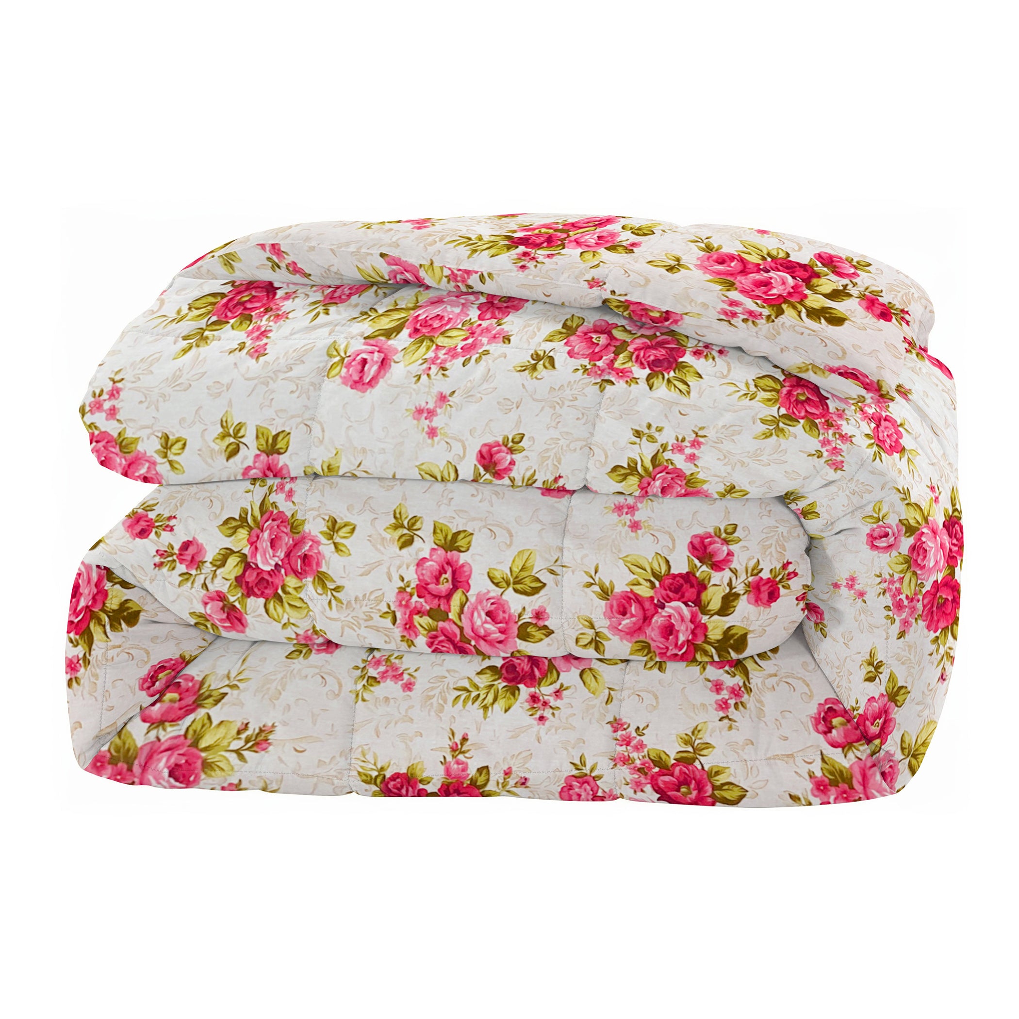 Soft Cotton Floral Red Double AC Quilt