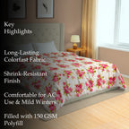 Soft Cotton Floral Red Double AC Quilt